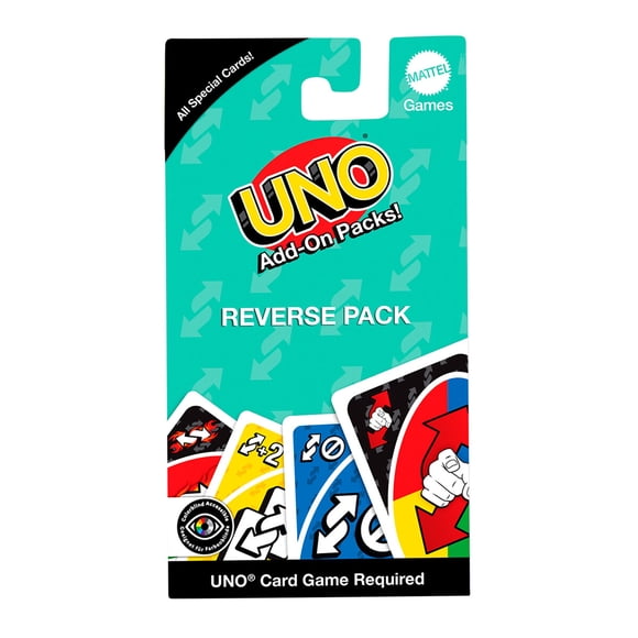 Pack Add-On UNO Reverse, 16 Cartas Mattel, 7 Años