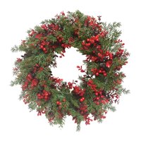 Bothyi - Corona Navideña De Granja Con Frutos Rojos, Corona Navideña Para La Pared Del Hogar, Comedor, Diámetro 45Cm