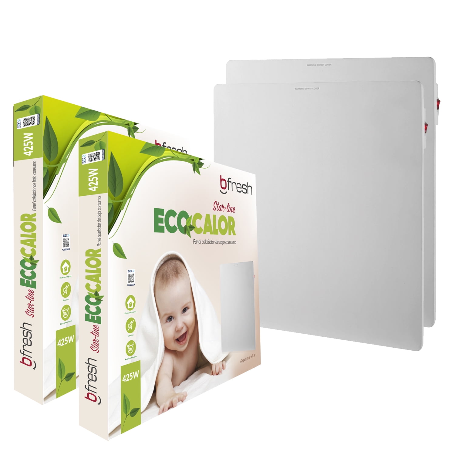 Pack 2 Paneles Calefactores De Bajo Consumo 425w Blanco Bfresh