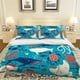 thumbnail image 2 of 3D Cartoon Hand Drawn Ocean Colorful Octopus Sea Turtle Whale Fish Funda de edredón, 2 of 3