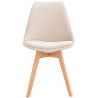 Habita2 Chile - Silla Para Comedor Tulip Tapiz Lino Base Madera - Beige