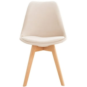 Habita2 Chile - Silla Para Comedor Tulip Tapiz Lino Base Madera - Beige