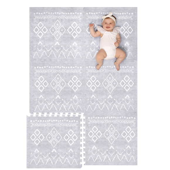 Alfombra de Juego para Bebé Lillefolk 122x183 cm Espuma EVA Gris 6 Piezas