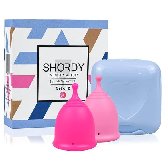 Copa menstrual SHORDY, set de 2, suave, flexible, rosa