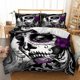 thumbnail image 1 of Skull Gothic Black Roses Quilt Duvet Cover Set Super Bed Linen3-Piece Bedding Set, 1 of 4