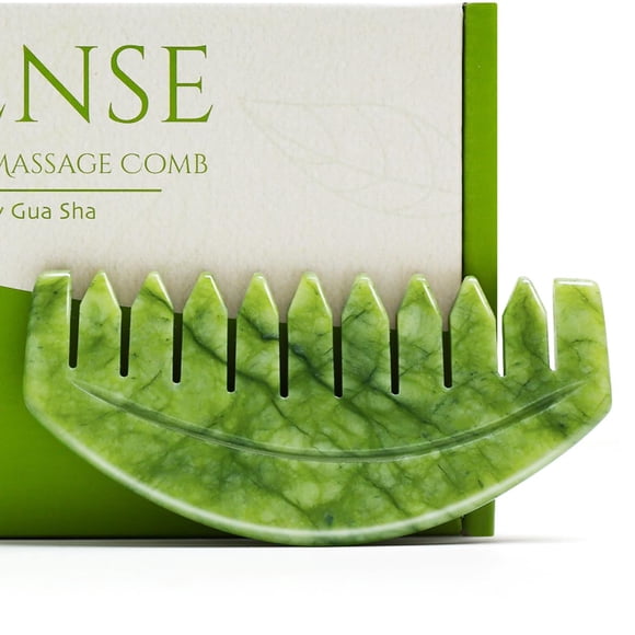 Masajeador LEOSENSE Peine de Jade Gua Sha 9 cm Cuidado del Cuero Cabelludo