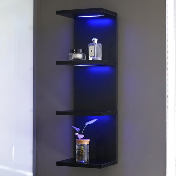 Estantería de pared AskTag de 4 niveles RGB negra 74 cm