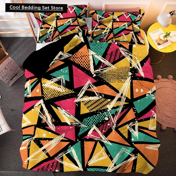 Irregular Geometry Duvet Cover Bohemian Style Bedding Set for Kid Teens Adult Modern Art Polyester Quilt Cover Bed Sheets