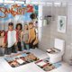 thumbnail image 1 of El sandlot-theme 4-Piece Shower Curtain Set with Rugs, Waterproof Bathroom Decor Set Includes Bath Mat, U-Shaped Rug, Toilet Lid Cover and Curtain with Hooks, 1 of 6
