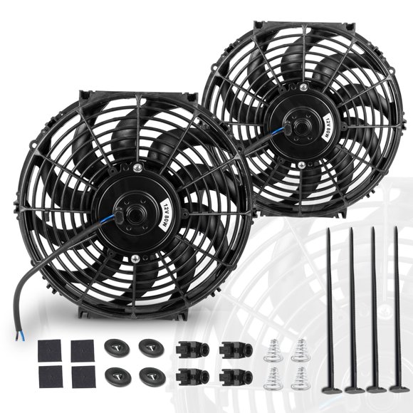 Ventilador de radiador EVERESTWAY 30 cm 12 V 80 W 2 piezas