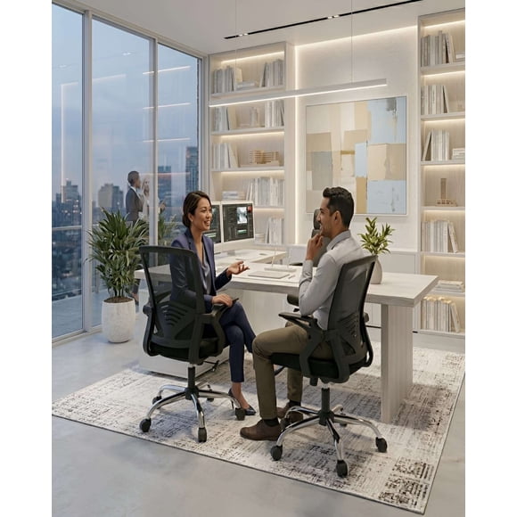 Pack 2 Silla de Oficina Ergonómica Brazos Abatibles y Soporte Lumbar