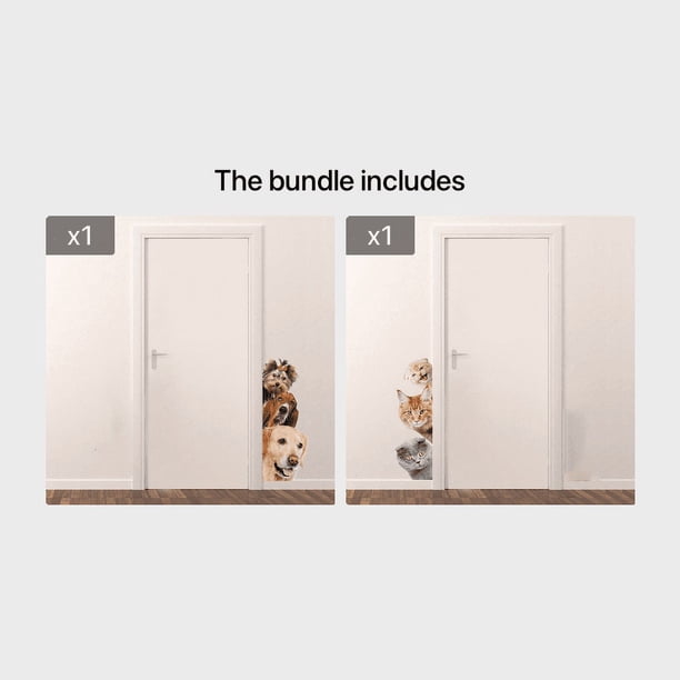 1 Sheet, 3D Simulation Small Cat Dog Waterproof Wall Sticker, Door Decal Door Sticker, Door Wallpaper For Home Decor