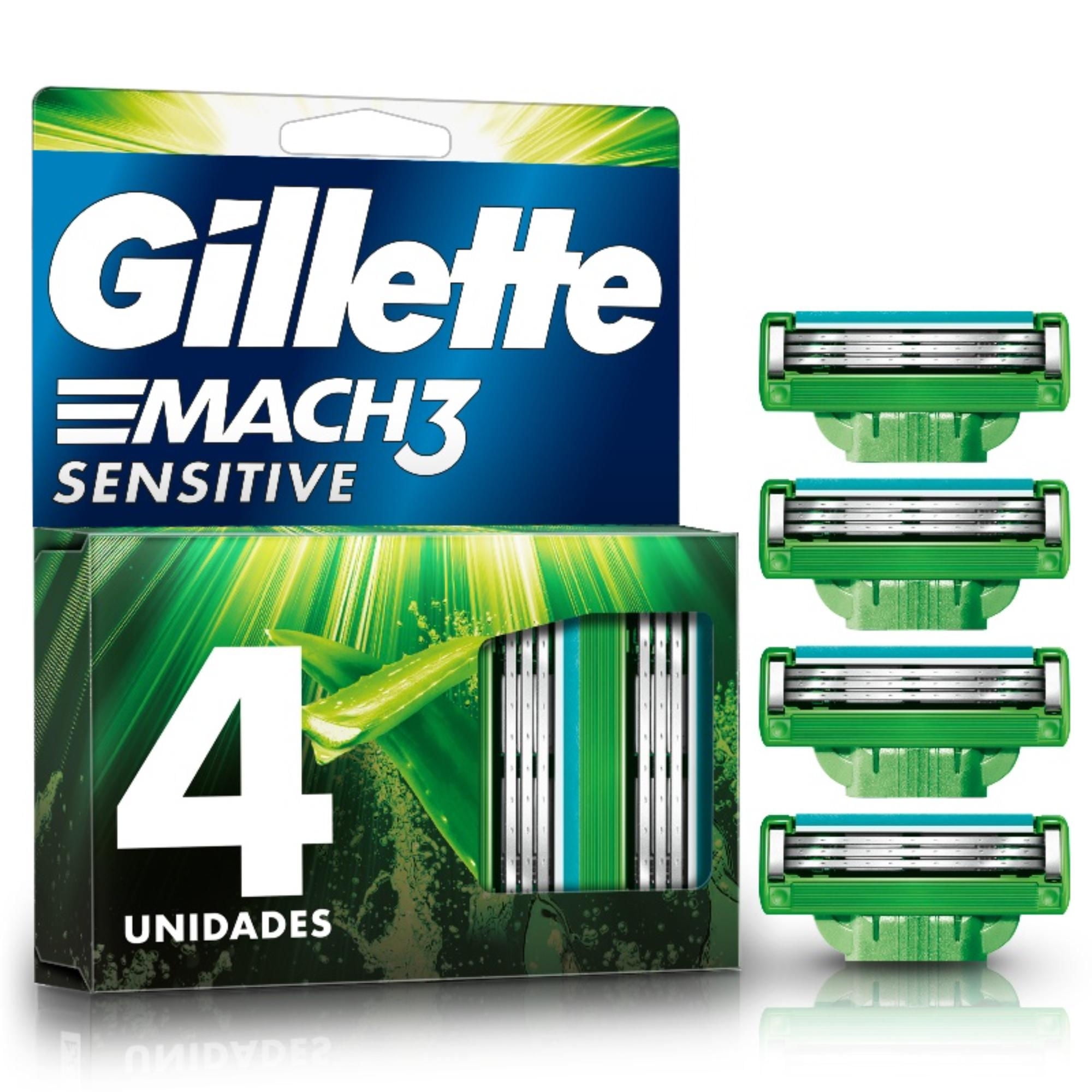 Repuestos De Afeitar Mach3 Sensitive Con Aloe Y Vitamina E 4 Un Gillette