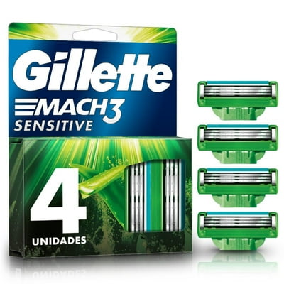 Repuestos De Afeitar Mach3 Sensitive Con Aloe Y Vitamina E 4 Un Gillette