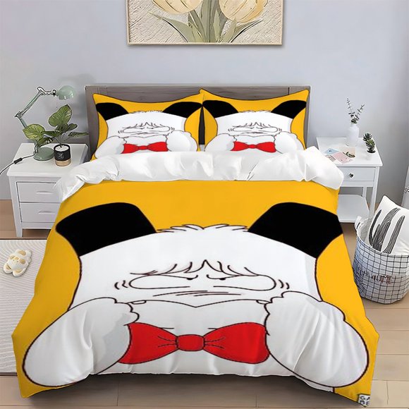 Spanky Dog Panda Z Pattern Printed Three-Piece Set Soft Light Beige-Friendly Polyester Fabric