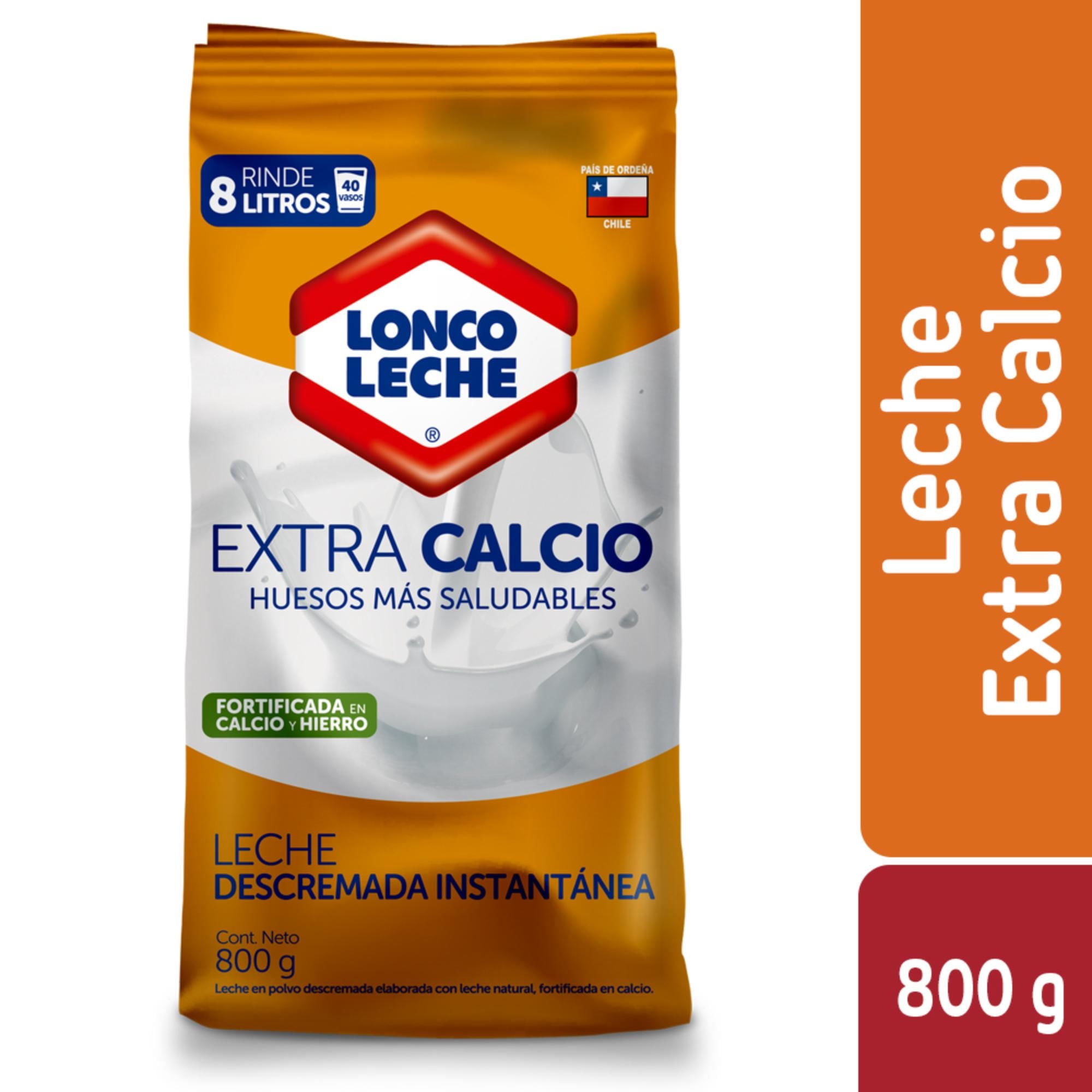 Leche En Polvo Descremada Instantánea Extra Calcio Bolsa 800 g Loncoleche