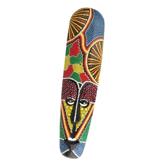 Máscara De Tótem Africano, Artesanía Llena De Colores, Máscara Africana De Puntos Para Dormitorio, Jardín, 12x50cm
