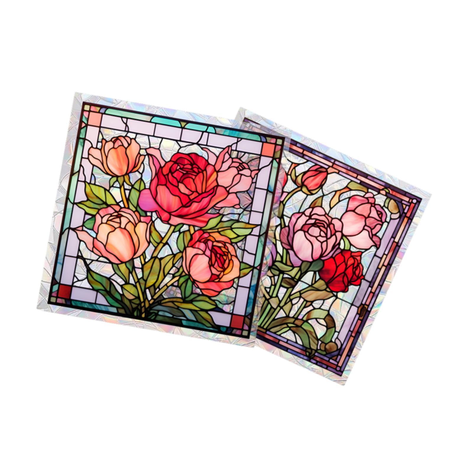Bothyi - 2 Piezas De Película Adhesiva Estática Para Ventana Con Diseño De Rosas Para El Frigorífico De La Casa De Vacaciones