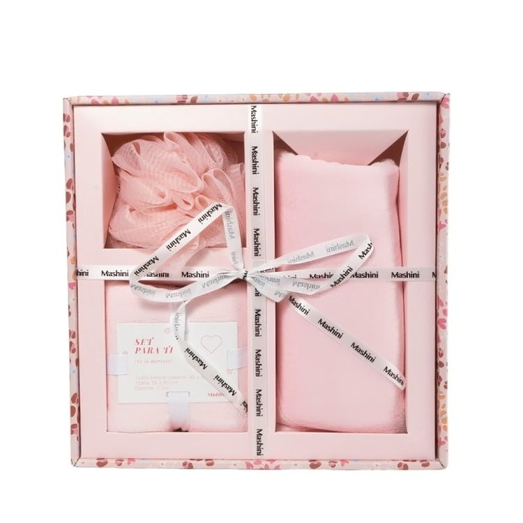 Set De Regalo 2 Toallas + Esponja / Rosa – Mashini