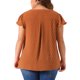 thumbnail image 3 of Agnes Orinda Blusas de Talla Grande para Mujer de Escuela o Universidad con Lunares Suizos, Cuello Entallado, Mangas con Volantes, Básicas y Lindas 3X Caramelo, 3 of 6