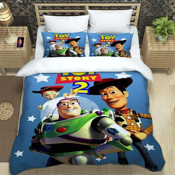 x1882 Bed SheetsToy Story Pattern Quilt Cover With Pillowcases Microfiber Digital Printed Bedding Set Twin Full 3-Piece Bedding Set (1 Duvet Cover + 2 Pillow Shams) nj1882