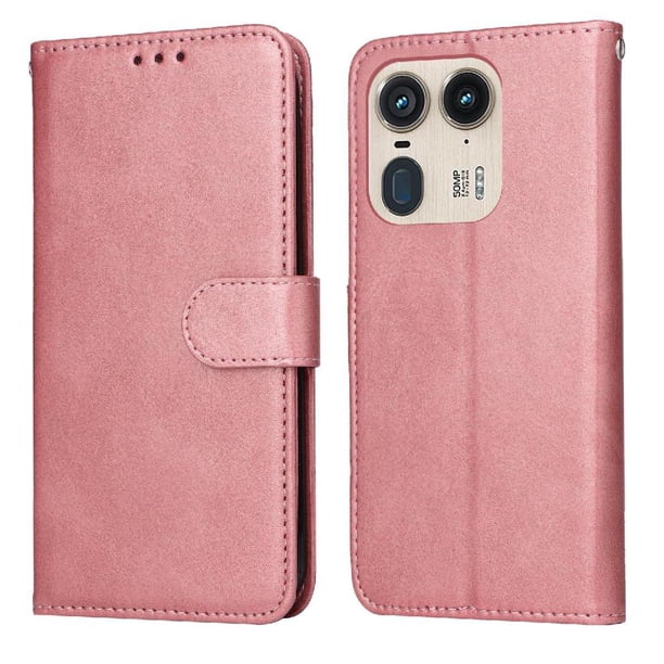 Funda Billetera para Motorola Edge 50 Ultra 5G con Porta Tarjetas y Soporte Ajustable Rosa