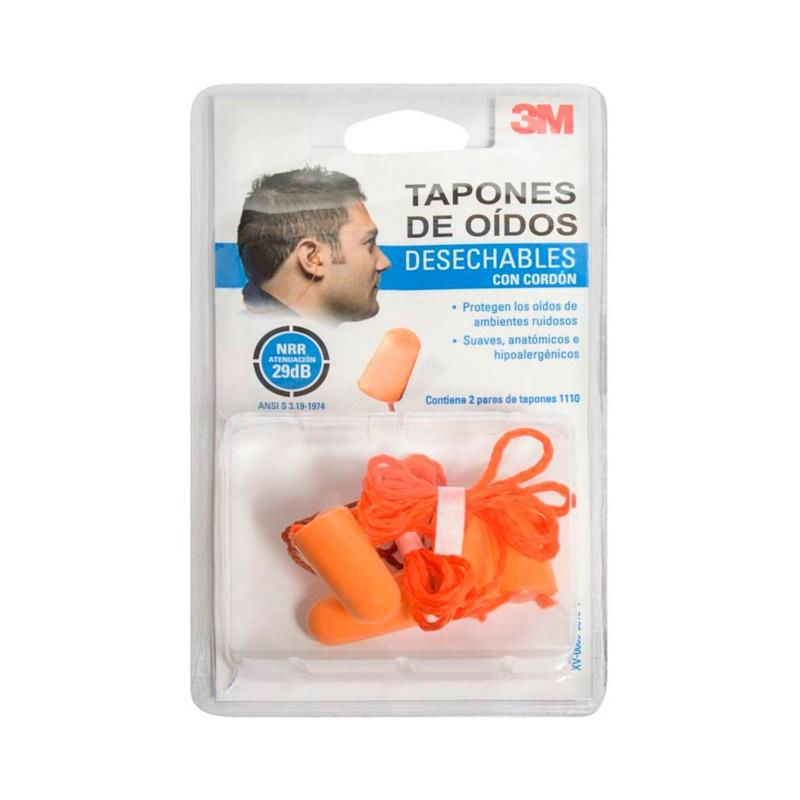 Protector Auditivo Desechable Con Cordon 15gr 4 Piezas 3M