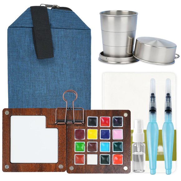 Set Mini de Pintura Aquarela Gloxlite de 15 Cores Portátil