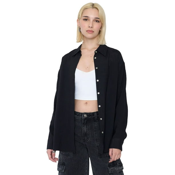 Blusa Mujer Camisera Negro Corona