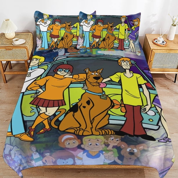 Scooby Doo Comforter Set 3 Pieces Quilt Cover Set Soft Bedding Sets for All Seasons