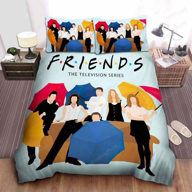 Friends Characters and Central Park Orange Sofa Artwork Duvet Cover Bedding Set3-Piece Bedding Set (1 Duvet Cover + 2 Pillow Shams)
