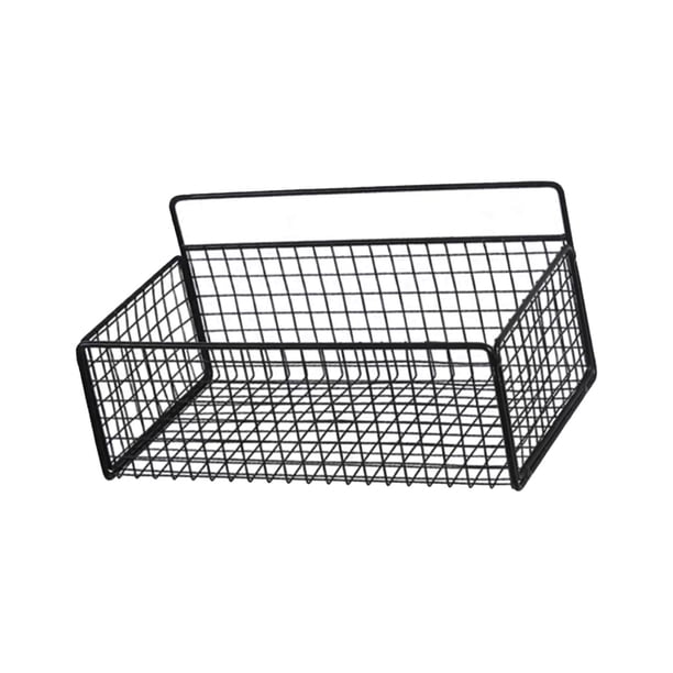 Cesta colgante de alambre, cesta colgante de pared, para almacenamiento, organizador de pared colgante para sala de manualidades, cocina, hogar y baño M Negro