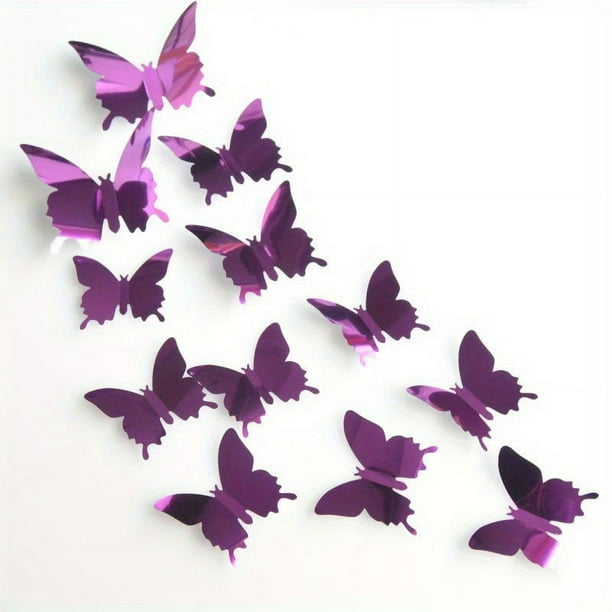 12pcs 3D Mirror Butterfly Wall Stickers Butterfly Wall Stickers Removable DIY Wall Painting Party Wedding Decoration Home Decor