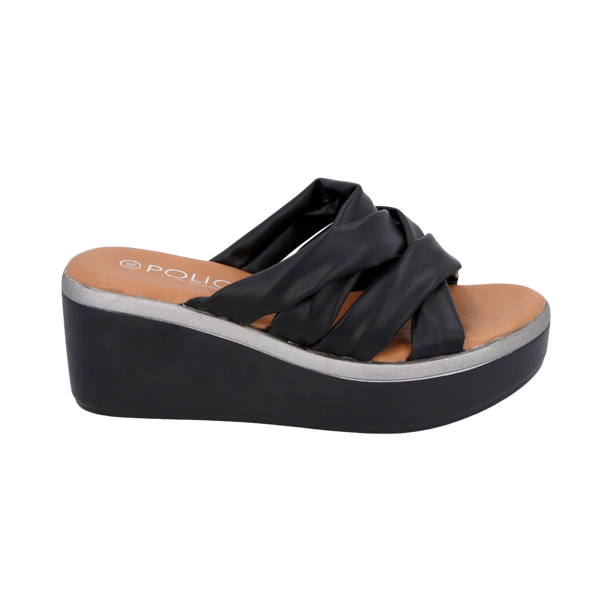 Sandalia Mujer Negro Plataforma Lele Police