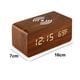 thumbnail image 2 of Reloj despertador digital de madera con carga inalámbrica, pantalla LED de 3 alarmas, control de sonido y función de repetición dual para dormitorio, mesita de noche y oficina., 2 of 8