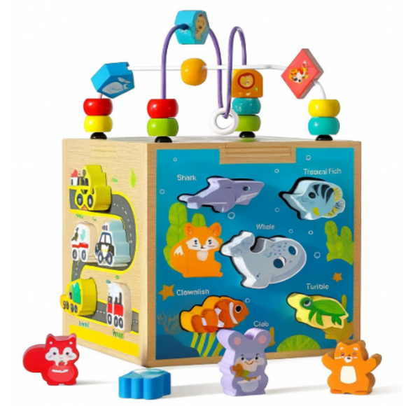 Cubo Interactivo 7 en 1 con Figuras y Laberinto