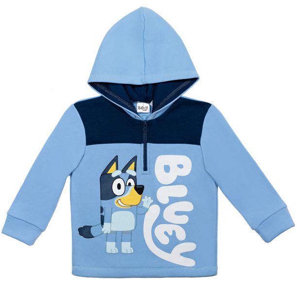 Sudadera con capucha Bluey Big Boys, forro polar con media cremallera, 10-12 años, azul