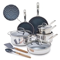 Juego De Utensilios De Cocina Blue Diamond Hybrid De Acero Inoxidable Antiadherente, 12 Piezas