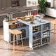 thumbnail image 2 of K&K Rolling Kitchen Island With Extended Table, Kitchen Island on Wheels with LED Lights,Power Outlets and 2 Fluted Glass Doors, Kitchen Island with a Storage Compartment and Side 3 Open Shelves, Grey, 2 of 3