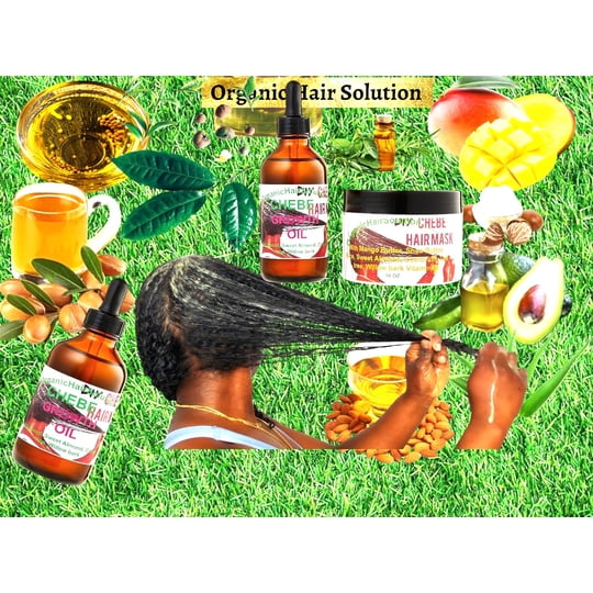 Organic Hair Solution - Crema Acondicionadora Sin Enjuague Con Aceite Y Mascarilla Chebe Hair Growth, Con Aceite De Menta Y Aguacate, Mantequilla De Mango , Para Puntas Abiertas Y Cuero Cabelludo Seco