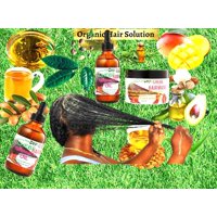 Organic Hair Solution - Crema Acondicionadora Sin Enjuague Con Aceite Y Mascarilla Chebe Hair Growth, Con Aceite De Menta Y Aguacate, Mantequilla De Mango , Para Puntas Abiertas Y Cuero Cabelludo Seco