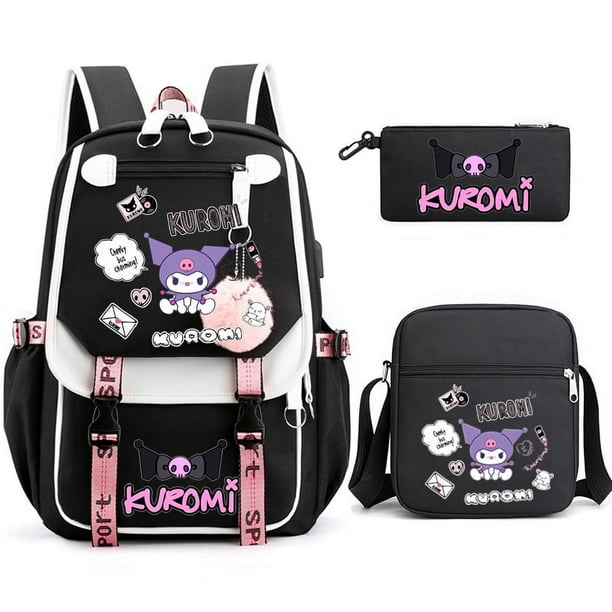 3pcs Kuromi Backpacks Patchwork Capacity Women Men Travel Mochilas With Shoulder Bags Ins Laptop Teens School Bags