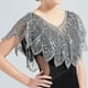 thumbnail image 1 of Sequins Leaf Lace Shawl Wraps Vintage Sequin Beaded Evening Cape Bridal Shawl Women Dress Cheongsam Classic Shawl, 1 of 3