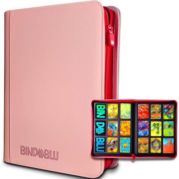 Carpeta Para Cartas Coleccionables De 360 Bolsillos Rosa Con Cierre De Cremallera