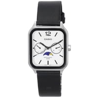 Casio - Reloj Standard Análogo Fase Lunar Correa De Cuero Esfera Blanca Cuarzo Mtp-M305L-7A Para Hombre