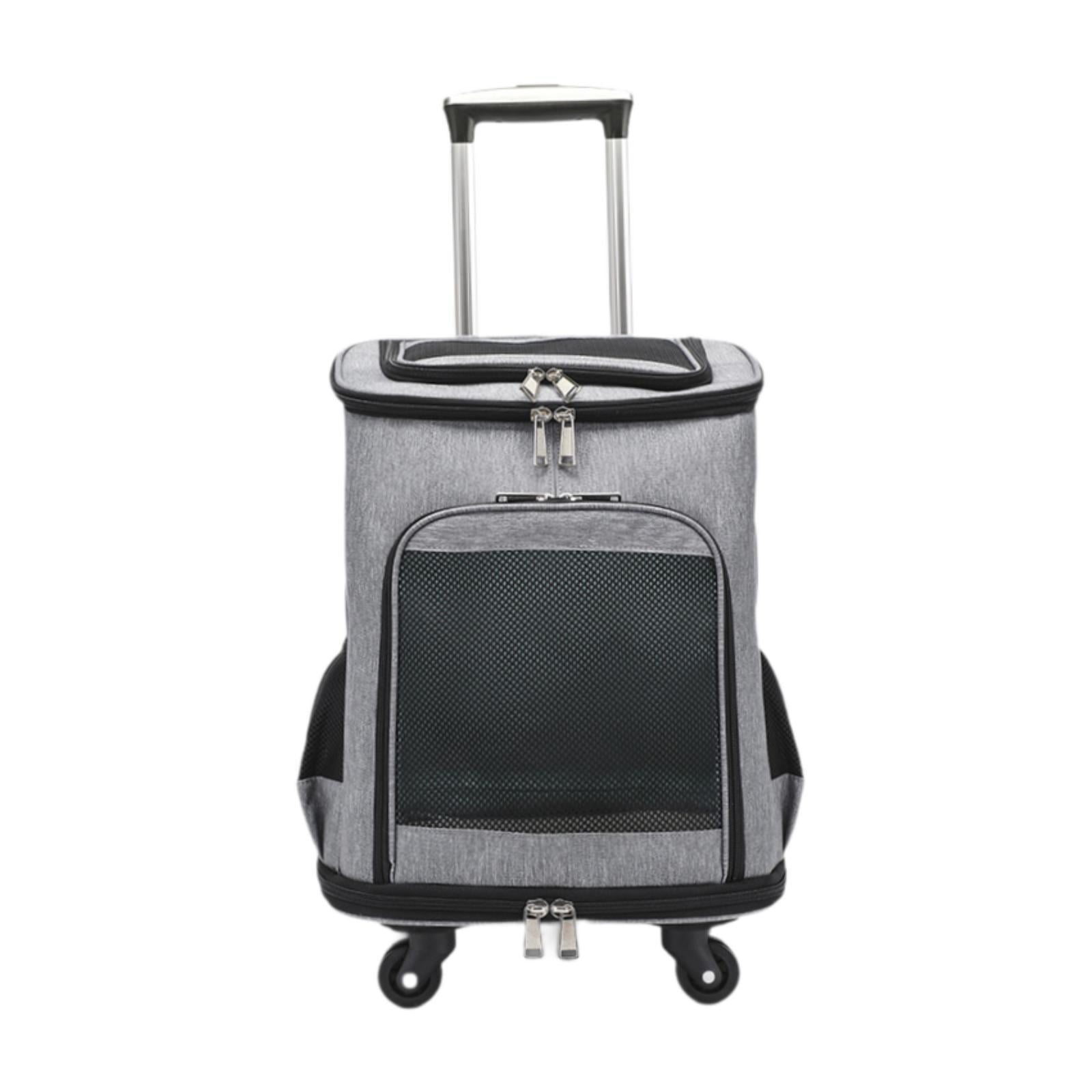 Magideal - Transportín Para Perros Con Ruedas, Transportador Multifunción Con Ruedas Y Bolsillos De Almacenamiento, Mochila Transportadora Con Ruedas Para Gatos Gris