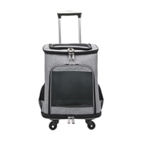 Magideal - Transportín Para Perros Con Ruedas, Transportador Multifunción Con Ruedas Y Bolsillos De Almacenamiento, Mochila Transportadora Con Ruedas Para Gatos Gris