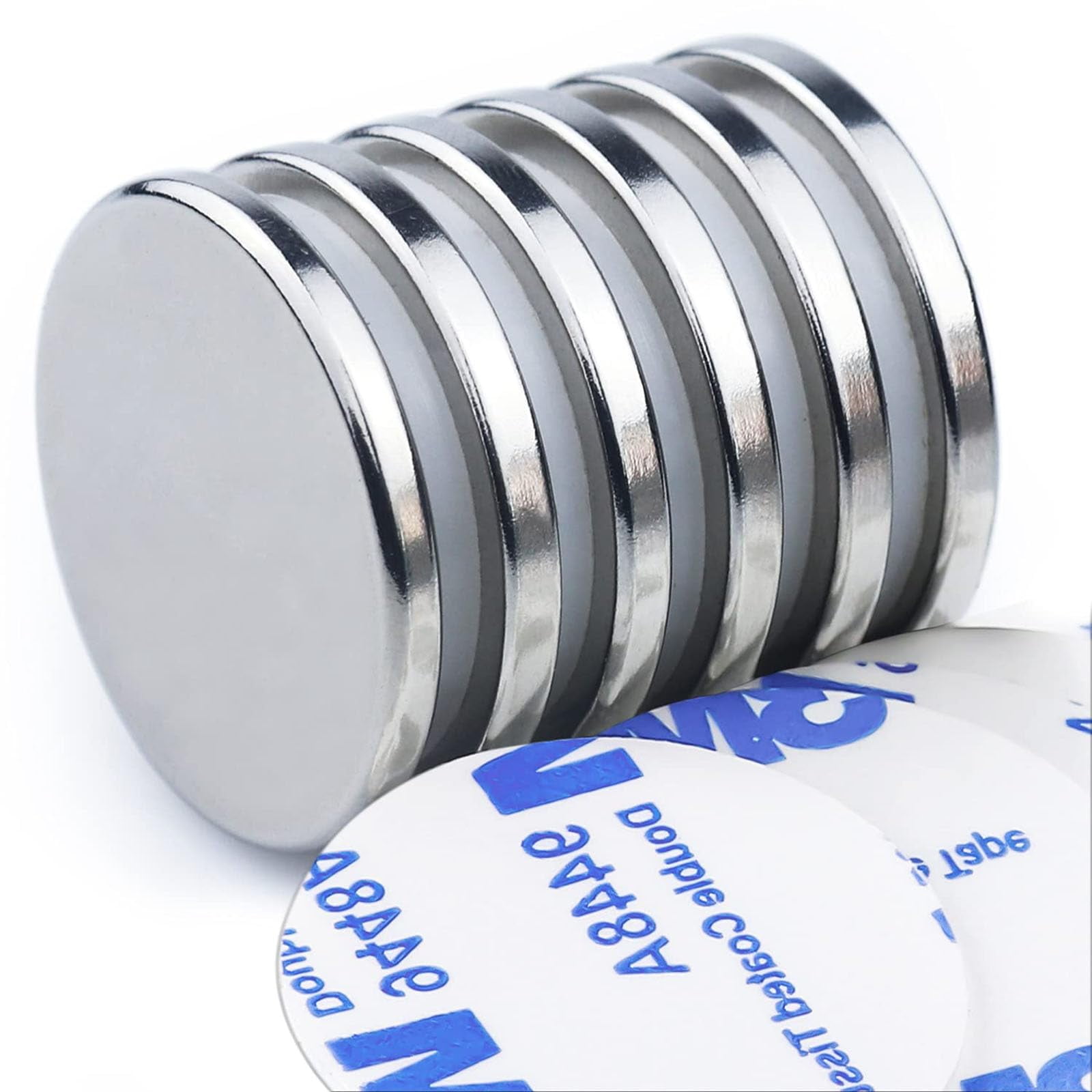 Paquete De 6 Discos De Neodimio Magnet Diymag De 3,2 X 0,3 Cm Con Adhesivo