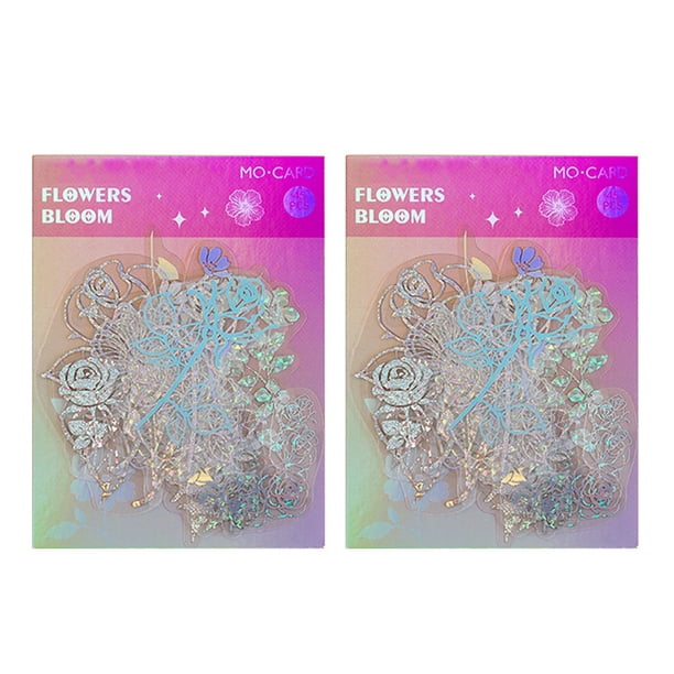 90 pegatinas holográficas, brillantes, iridiscentes, de resina transparente, para álbumes de recortes, diarios, botellas de agua, manualidades de papel.