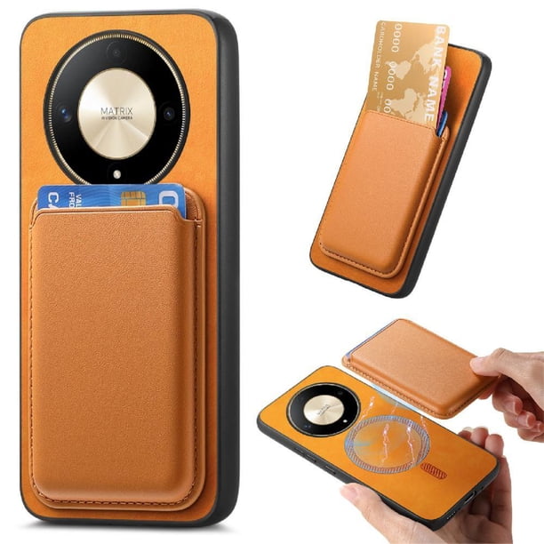 Funda de Cuero Magnética con Tarjetero para Honor X9B Cubierta Delgada Amarillo